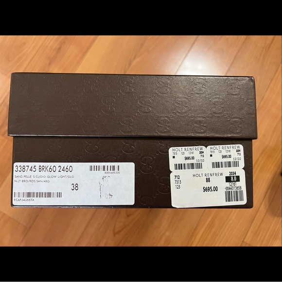 GUCCI Sand Pelle S. Cuoio Glow Light Heels 38 - Picture 8 of 8